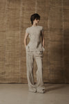 Mutedance 25 Spring/Summer Flower-dyed Short-sleeved Tunic Top MD-MD25SS09-linen